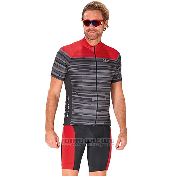 2017 Fahrradbekleidung Gore Bike Wear Power Stripes Grau Trikot Kurzarm und Tragerhose